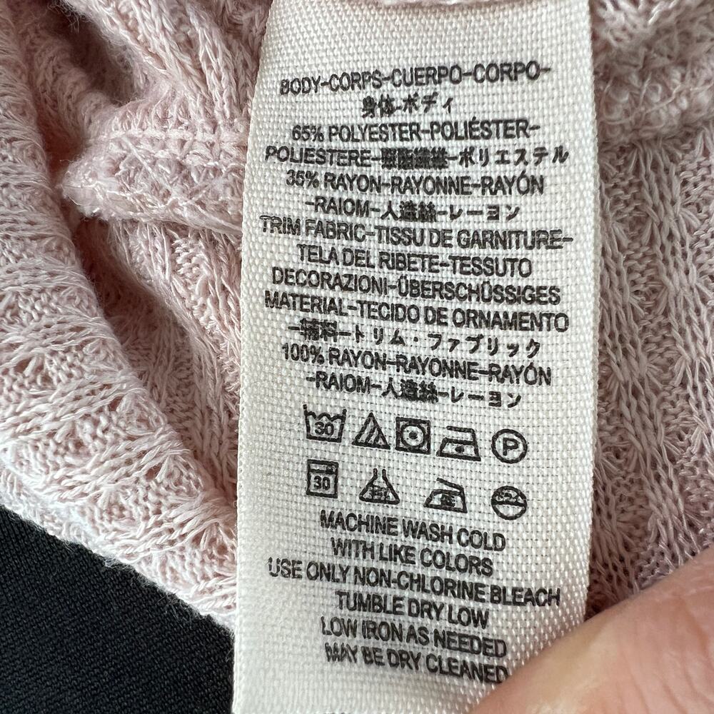 FREE PEOPLE Pink Burgundy Casual Clash Top Floral Waffle Knit Boat Neck Medium M - Picture 8 of 8